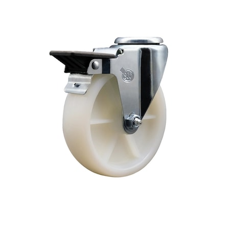 Service Caster 5'' Nylon Wheel Swivel Bolt Hole Caster with Posi Lock Brake SCC-BH20S514-NYS-PLB
